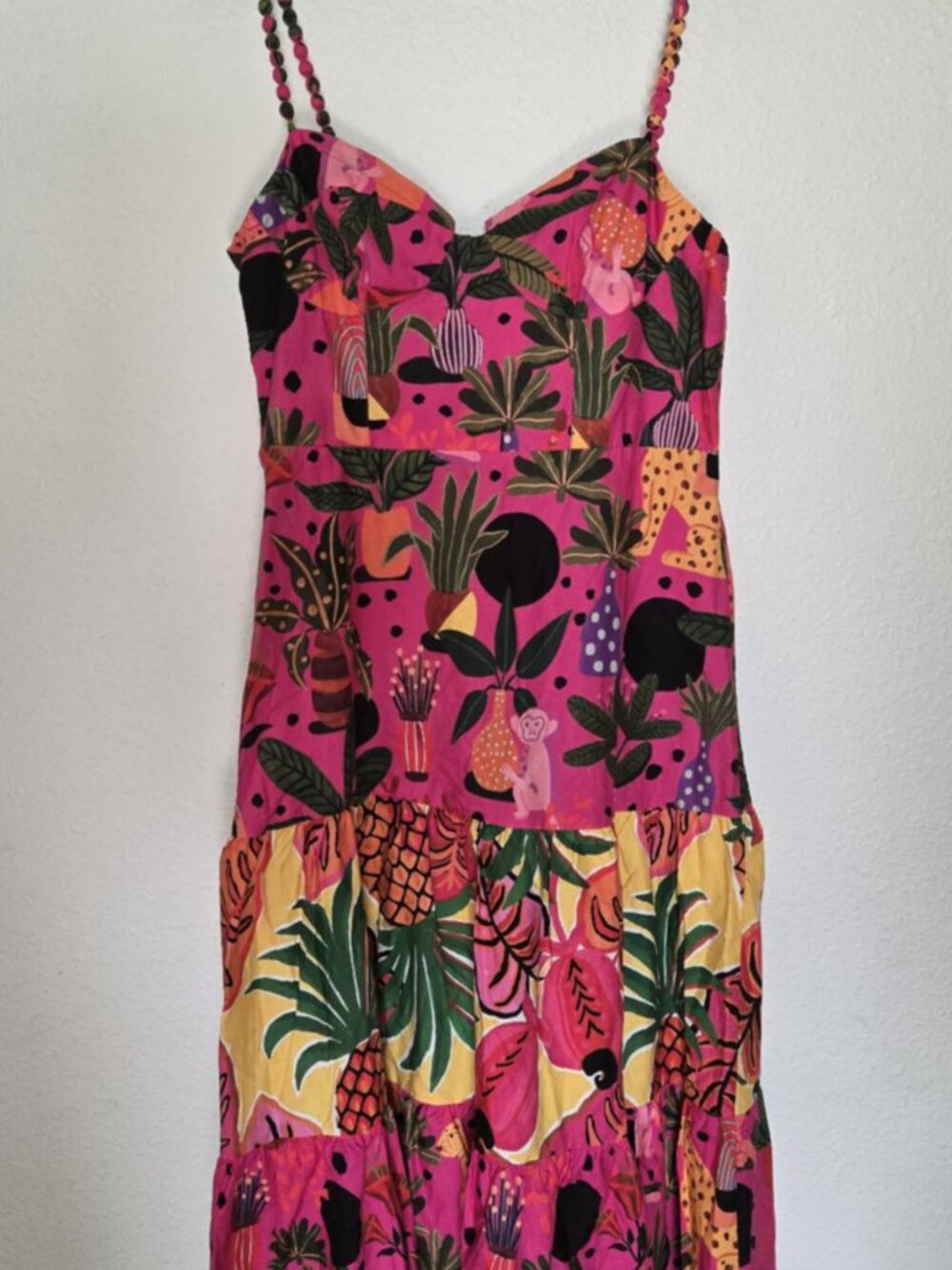 FARM Rio Stunning Pink Pop Leopards Midi Dress sz M NWT - Picture 8 of 8